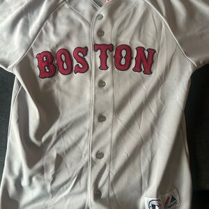 Men’s MAJESTIC Boston Red Sox Curt Schilling #38 Jersey Medium GRAY